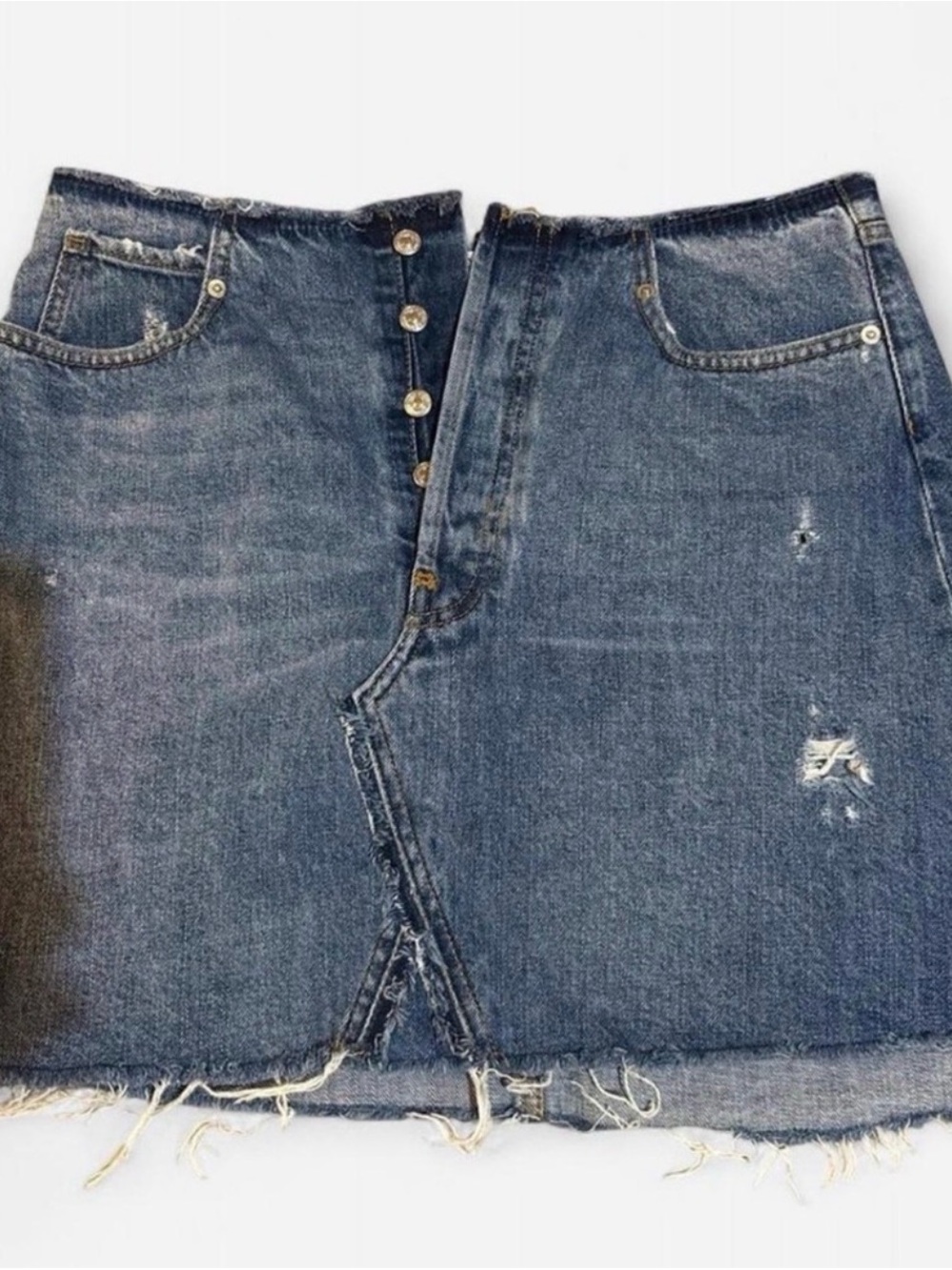 Zara blue Blue Denim Mini Skirt with Contrast Stitching